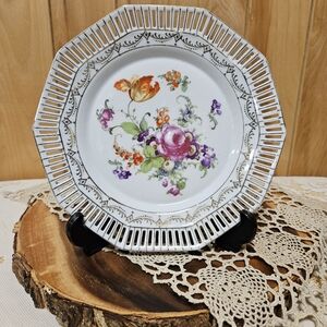 Vintage Carl Schumann Bavaria Porcelain Plate Floral Flowers *Read DSC*